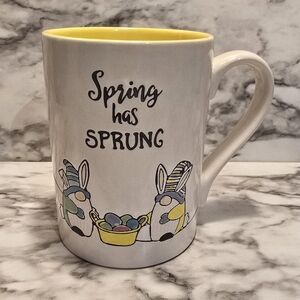 Tag 'Spring Has Sprung' Ceramic Mug with Yellow Interior